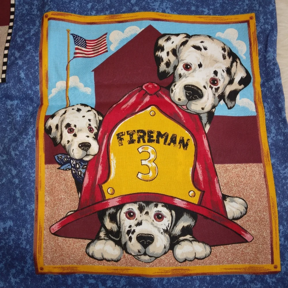 FABRIC Spring Industries Fire Dogs Dalmations 1 panel 35 in. cotton quil…